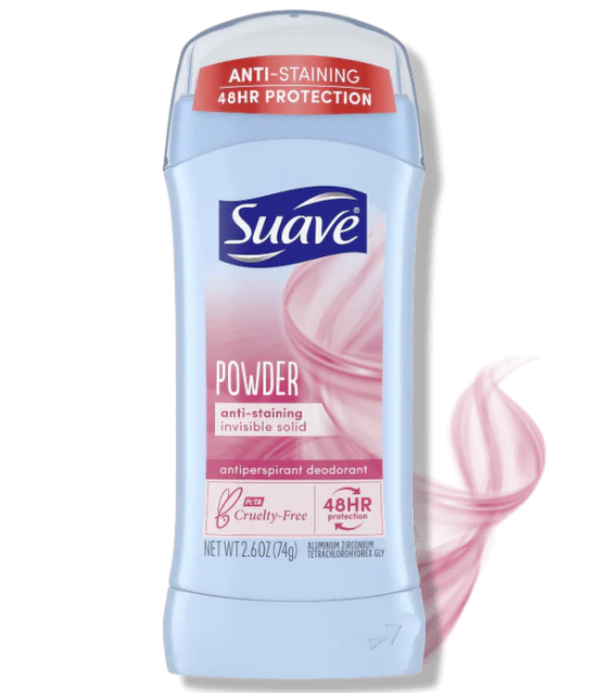 Suave Powder Anti-Staining Invisible Solid Deodorant Stick, 74g