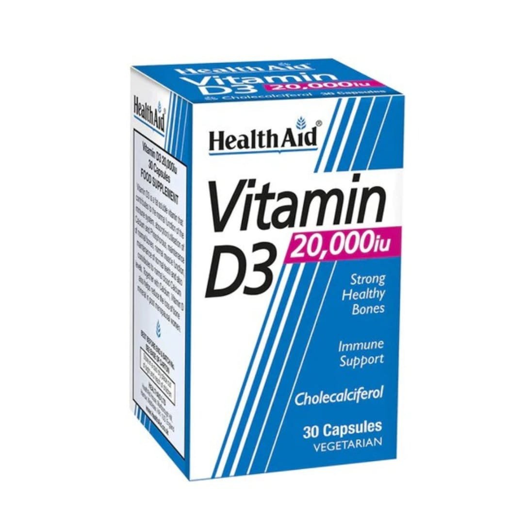 HealthAid Vitamin D3 20,000 IU, 30 Veg Capsules