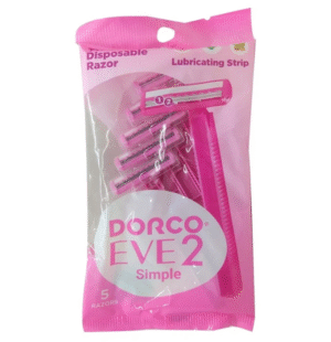 Dorco Twin Blade Disposable Razor With Lubricating Strip For Females, 5 Ct
