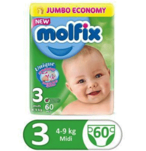 Molfix Diapers Size 3 (Midi), 60 Ct