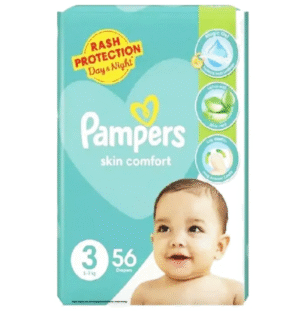 Pampers Skin Comfort Diapers Size 3 (Midi), 56 Ct