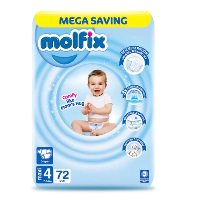 Molfix Diapers Size 4 (Maxi), 72 Ct