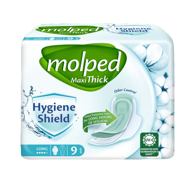 Molped Maxi Thick (Long) Sanitary Pads, 9 Ct
