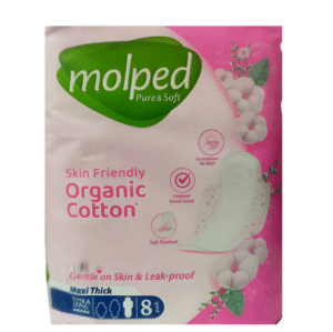 Molped Pure & Soft Organic Cotton Maxi Thick (Extra Long), 8 Ct