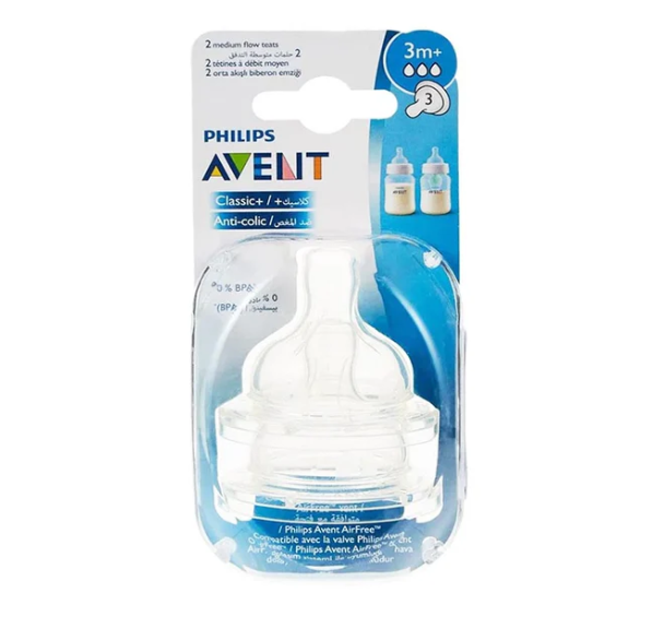 Philips Avent Classic+ Anti-colic Teats 3m+, 2 Ct