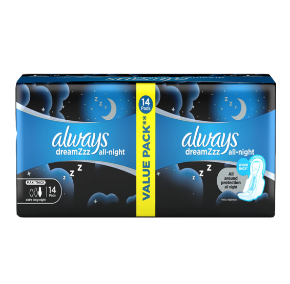 Always Dreamzzz All Night Maxi Thick (Extra Long-Night) Sanitary Pads, 14 Ct