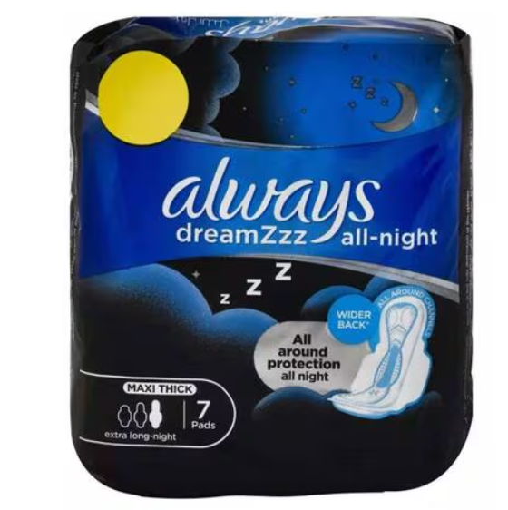 Always Dreamzzz All Night Maxi Thick (Extra Long-Night) Sanitary Pads, 7 Ct