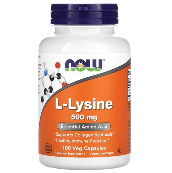 NOW L-Lysine 500mg Veg Capsules, 100 Ct