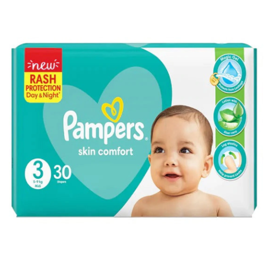 Pampers Skin Comfort Diapers Size 3 (Midi), 30 Ct