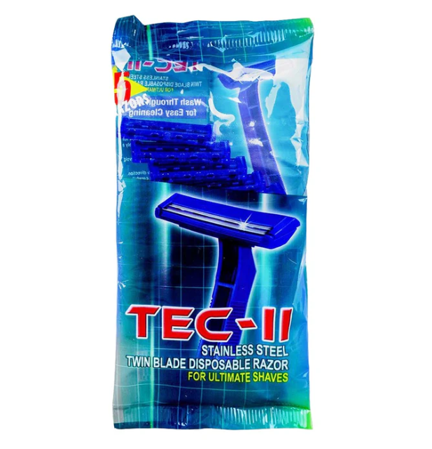 Treet Tech II Stainless Steel Twin Blade Disposable Razor, 5 Ct