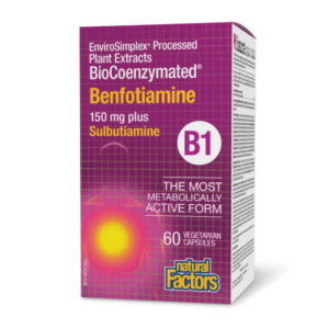 Natural Factors BioCoenzymated Benfotiamine B1 plus Sulbutiamine, 60 Ct