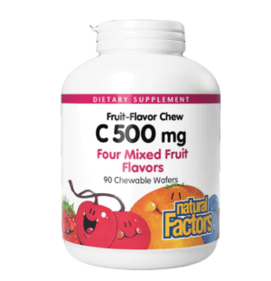 Natural Factors Natural Fruit Chew Vitamin C 500mg Mixed Fruit Flavours, 90 Ct