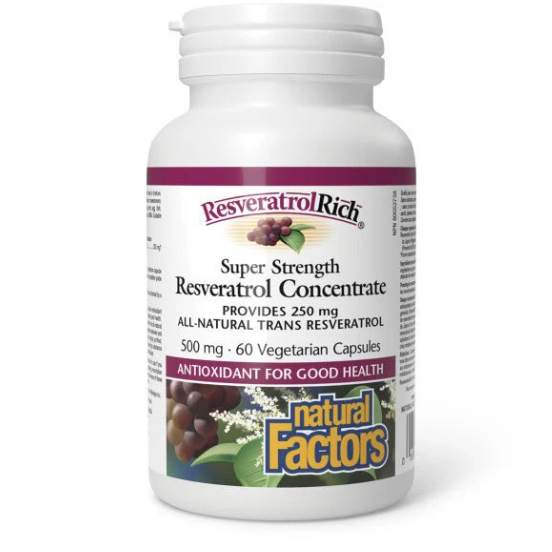 Natural Factors ResveratrolRich Super Strength Resveratrol Concentrate 500mg, 60 Ct