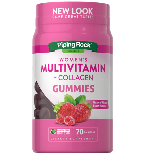Piping Rock Women's Multivitamin + Collagen (Natural Mixed Berry), 70CT Gummies