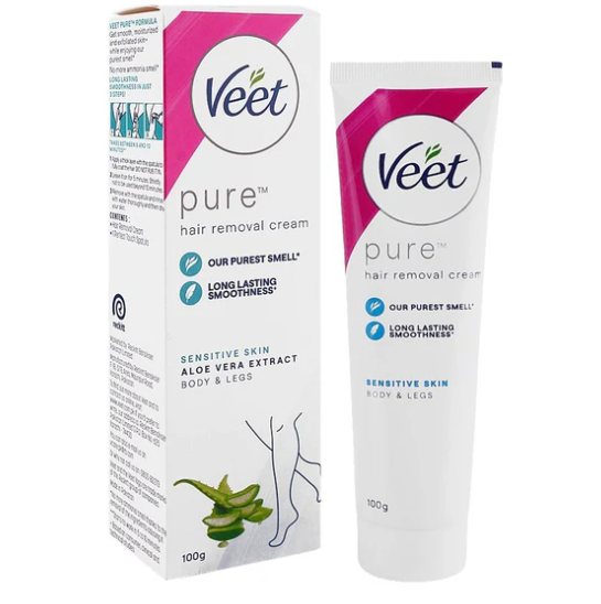 Veet Pure Hair Removal Cream With Aloe Vera Extracts For Sensitive Skin, 100g