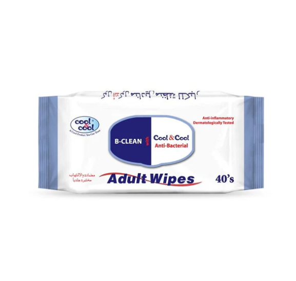 Cool & Cool Anti-Bacterial Adult Wipes, 40 Ct