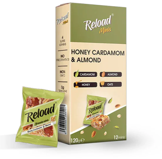 Reload Minis Honey Cardamom & Almond Granola Bar 120g,1 Ct