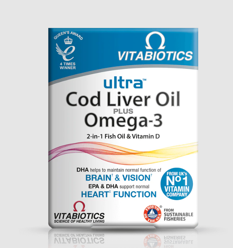 Vitabiotics Ultra Cod Liver Oil Plus Omega-3, 60 Ct