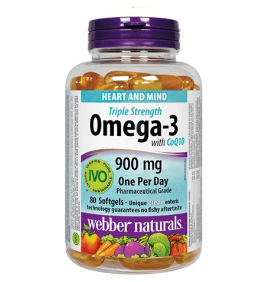 Webber Naturals Triple Strength Omega 3 with CoQ10 (One Daily), 80 Ct