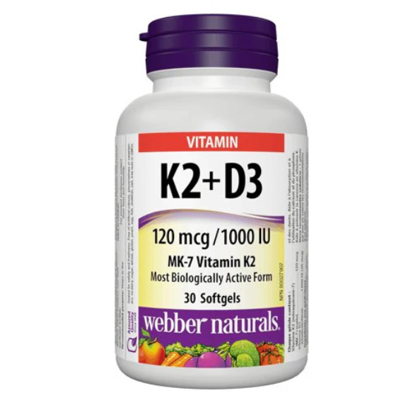 Webber Naturals Vitamin K2 + D3, 30 Ct