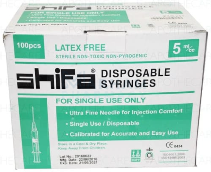 Disposable Syringe 5cc (Shifa) 100ct