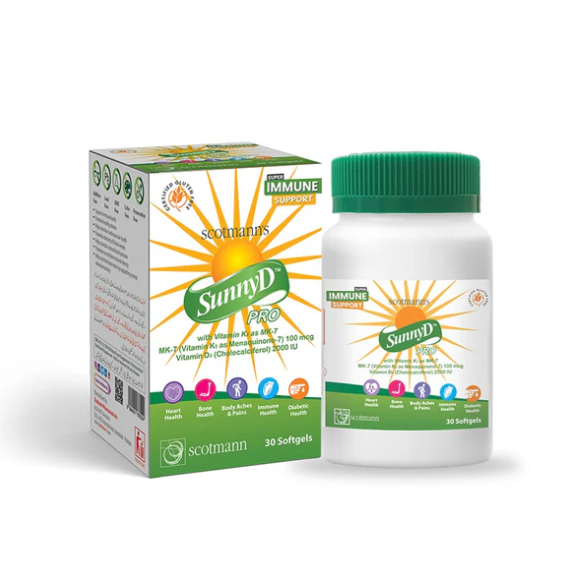 Scotmann SunnyD Pro (Vitamin D3 + K2), 30 Ct
