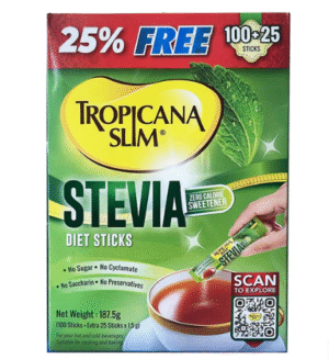 Tropicana Slim Stevia Diet Zero Calorie Sweetener Sticks, 100+25 Ct